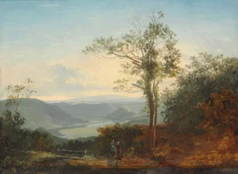 Hügelige Landschaft mit einem Fluss im Tal